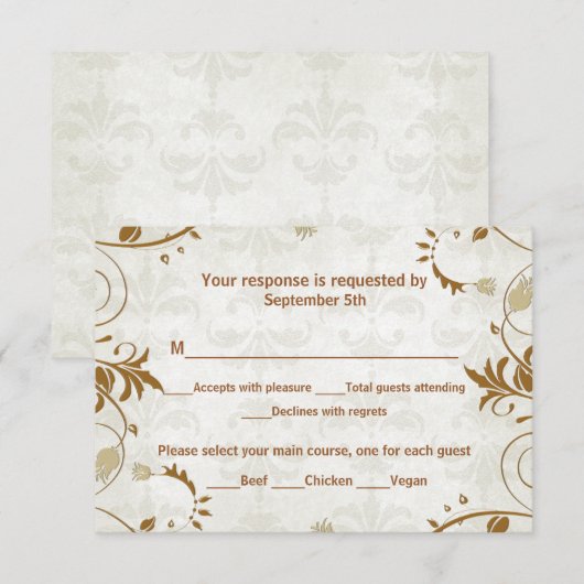 Fall Wedding Response en Meal Choice Card RSVP Kaartje (Voorkant / Achterkant)
