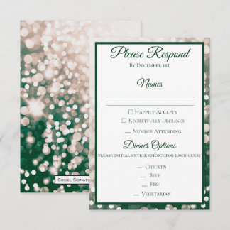 Fall Wedding RSVP - Champagne en Groen Kaart