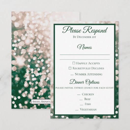 Fall Wedding RSVP - Champagne en Groen Kaart (Voorkant / Achterkant)