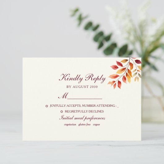 Fall Wedding RSVP Kaartje (Staand voorkant)