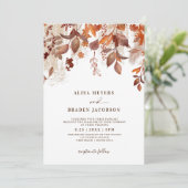 Fall Wedding Rust herfst Leaves Foliage Kaart (Staand voorkant)