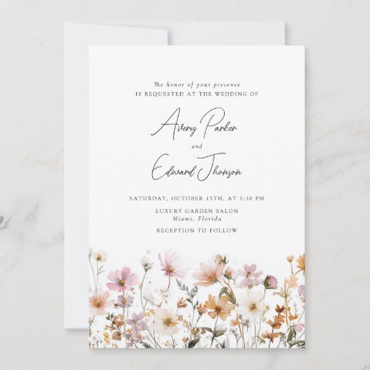 Fall Wedding Rustiek Eenvoudige Waterverf Kaart (Voorkant)