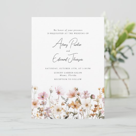 Fall Wedding Rustiek Eenvoudige Waterverf Kaart (Staand voorkant)