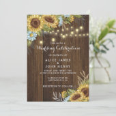 Fall Wedding Rustige houtskaartjes zonnebloem Kaart (Staand voorkant)