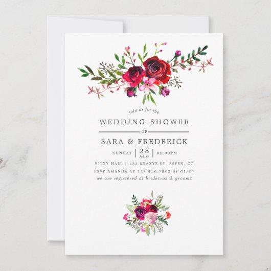 Fall Wedding Shower Floral Uitnodiging (Voorkant)