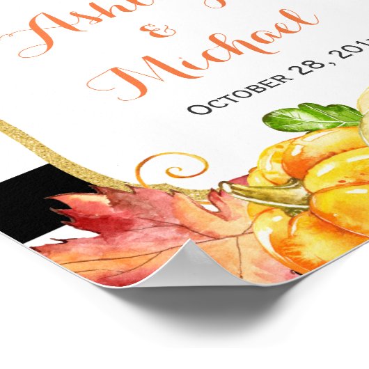 Fall Wedding Sign | Autumn Pumpkins Leaves Thema Poster (Hoek)