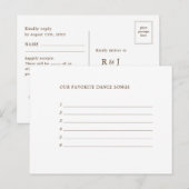 Fall Wedding Song Request RSVP Invitation Briefkaa Uitnodiging Briefkaart (Voorkant / Achterkant)