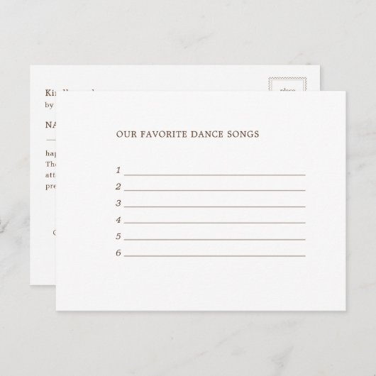 Fall Wedding Song Request RSVP Invitation Briefkaa Uitnodiging Briefkaart (Voorkant / Achterkant)