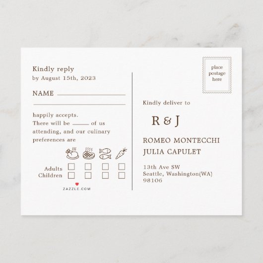 Fall Wedding Song Request RSVP Invitation Briefkaa Uitnodiging Briefkaart (Achterkant)