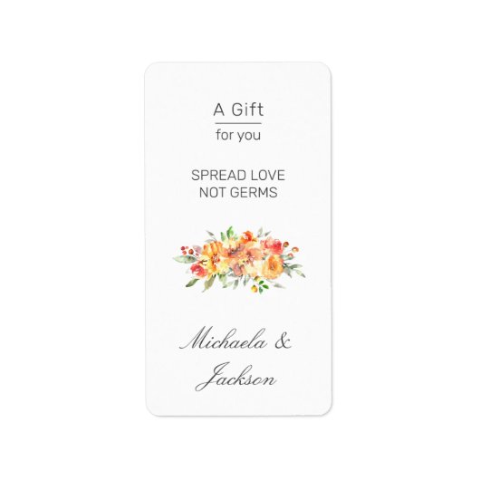 Fall Wedding Spread Love Not Germs Hand Sanitizer Etiket (Voorkant)