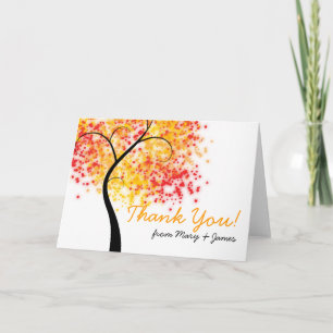 Fall Wedding Swirly Tree "Dank u wel" Bedankkaart
