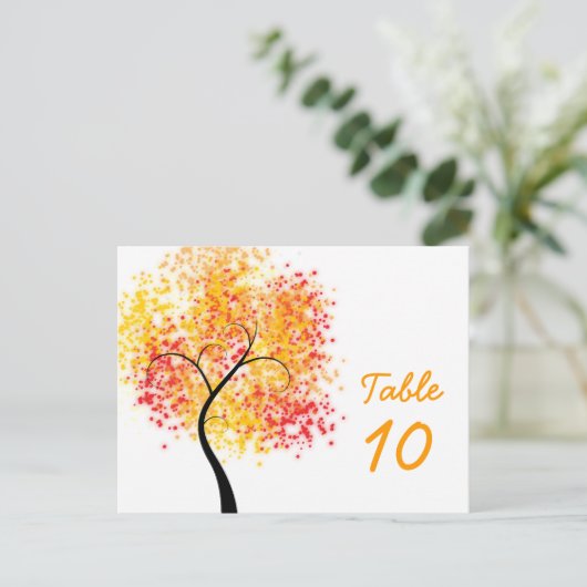 Fall Wedding Swirly Tree Tafelnummer (Staand voorkant)