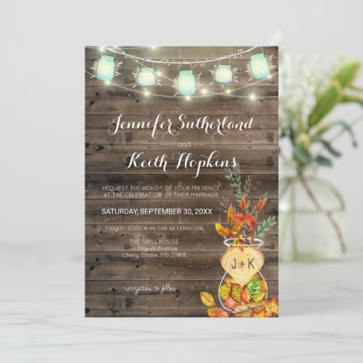 Fall Wedding Uitnodiging (Staand voorkant)