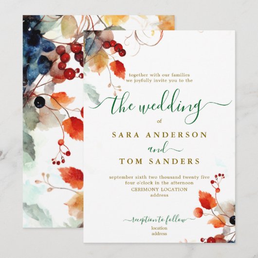 Fall Wedding Uitnodiging (Voorkant / Achterkant)