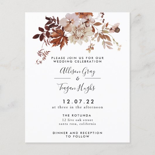 Fall Wedding Uitnodiging | Begrotingsbrochure Flyer (Voorkant)