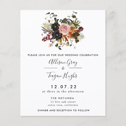 Fall Wedding Uitnodiging | Begrotingsbrochure Flyer (Voorkant)