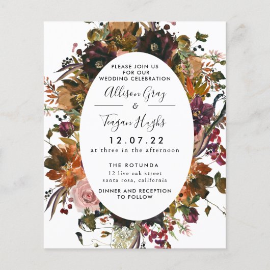 Fall Wedding Uitnodiging | Begrotingsbrochure Flyer (Voorkant)