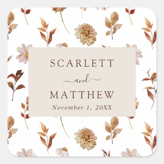 Fall Wedding Vierkante Sticker (Voorkant)