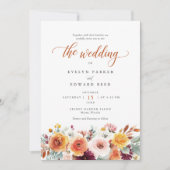 Fall Wedding Waterverf Bloemen Kaart (Voorkant)