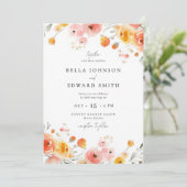 Fall Wedding Waterverf Bloemenuitnodiging Kaart (Staand voorkant)