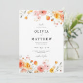 Fall Wedding Waterverf Modern Rustic Floral Kaart (Staand voorkant)