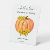 Fall Wedding Welcome Pumpkin Reclamebord Met Voetstuk (Voorkant)