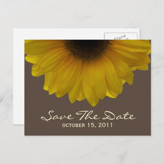 Fall Wedding Zonnebloem Save The Date Briefkaart (Voorkant / Achterkant)