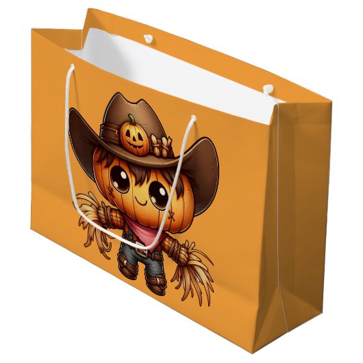 Fall Western Scarecrow Groot Cadeauzakje (Voorkant Gekanteld)