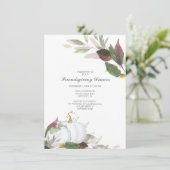 Fall WHITE PUMPKIN Friends Giving Dinner Kaart (Staand voorkant)