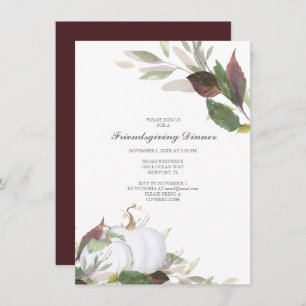 Fall WHITE PUMPKIN Friends Giving Dinner Kaart