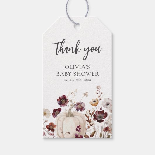 Fall Wildflower Baby Shower Thank You Cadeaulabel (Voorkant)