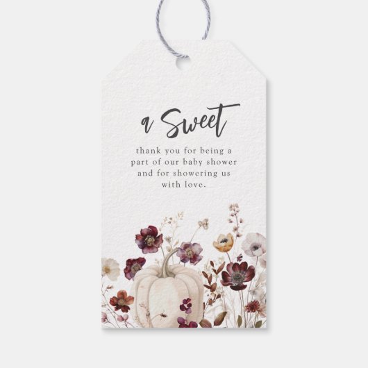Fall Wildflower Baby Shower Thank You Cadeaulabel (Achterkant)