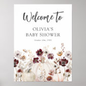 Fall Wildflower Baby Shower Welcome Sign Poster (Voorkant)