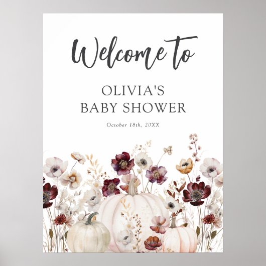 Fall Wildflower Baby Shower Welcome Sign Poster (Voorkant)
