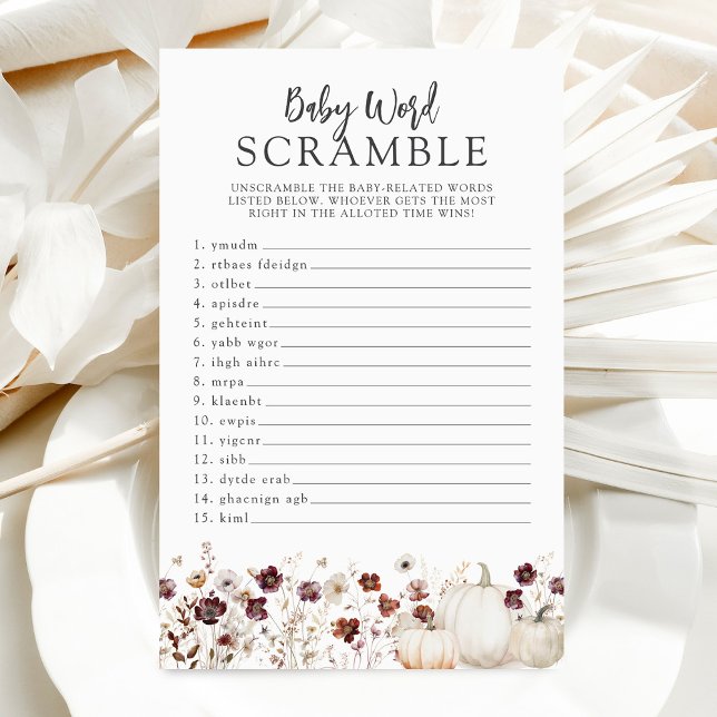 Fall Wildflower Baby Shower Word Scramble Game (Creator heeft geüpload)