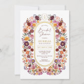 Fall Wildflower Garden Monogram Bridal Shower Kaart (Voorkant)