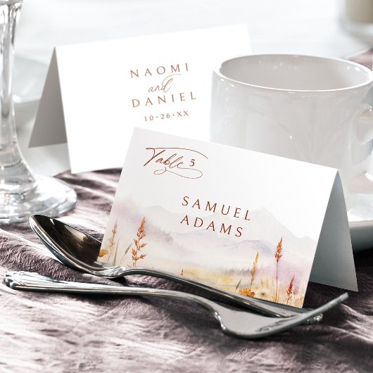 Fall Wildflower Mountain Foldable Place Card Kaart