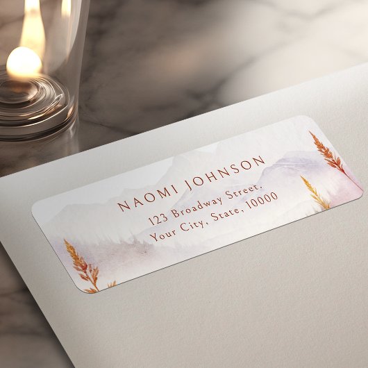 Fall Wildflower Mountain Rustic Return Address Etiket