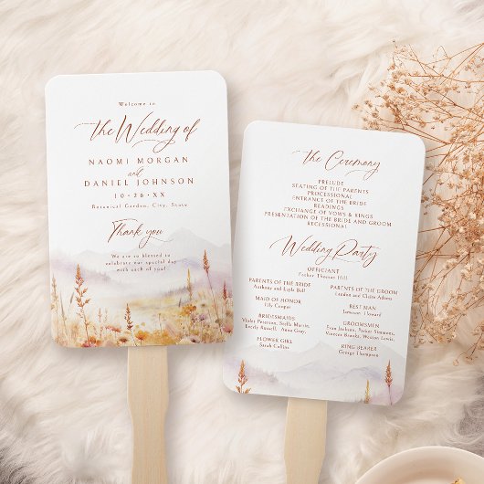 Fall Wildflower Mountain Rustic Wedding Programs Handwaaier