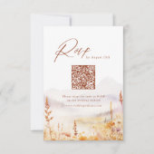 Fall Wildflower Mountain Rustic Wedding QR code RSVP Kaartje (Voorkant)