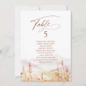 Fall Wildflower table number seating chart Kaart (Voorkant)