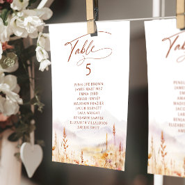 Fall Wildflower table number seating chart Kaart