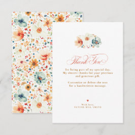 Fall Wildflower Wedding Small Thank You Bedankkaart