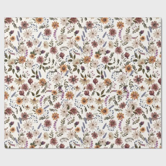 Fall Wildflower Wrapping Paper Cadeaupapier (Vlak)