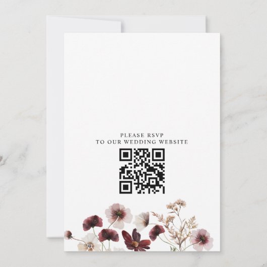 Fall Wildflowers Floral Budget QR Code Wedding Kaart (Achterkant)