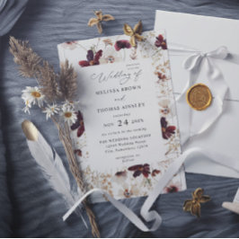 Fall Wildflowers Floral Budget QR Code Wedding Kaart