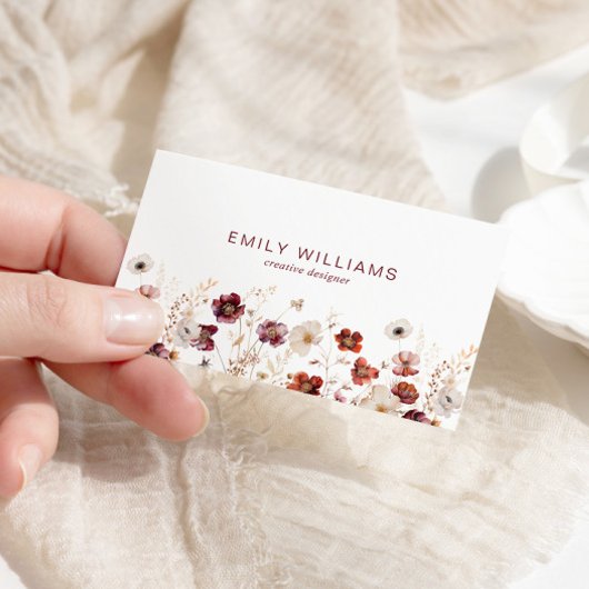 Fall Wildflowers Floral Business Card Visitekaartje