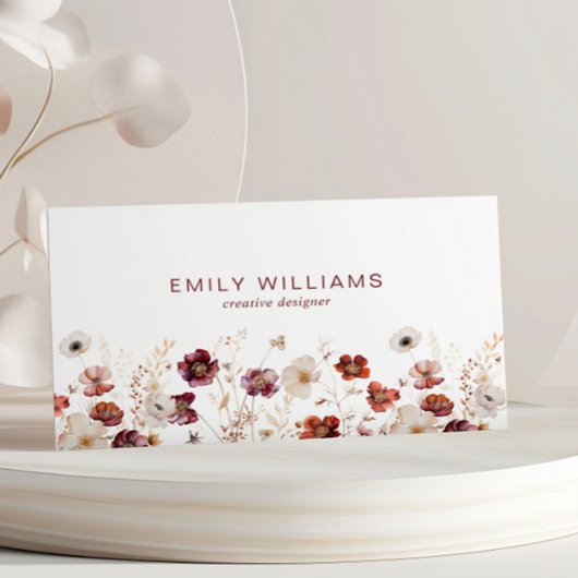 Fall Wildflowers Floral Business Card Visitekaartje