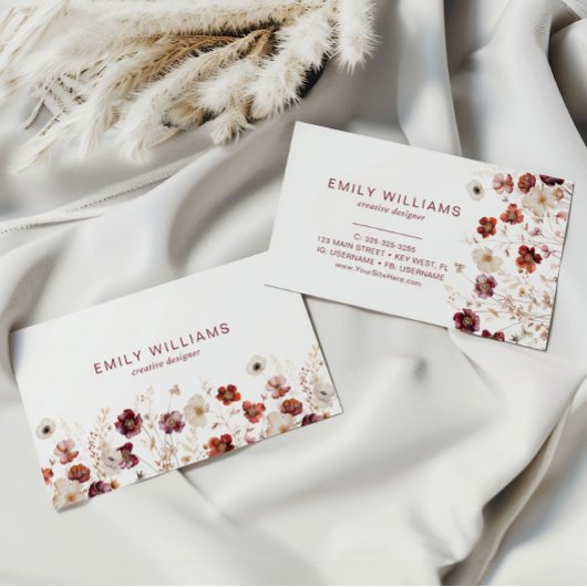 Fall Wildflowers Floral Business Card Visitekaartje