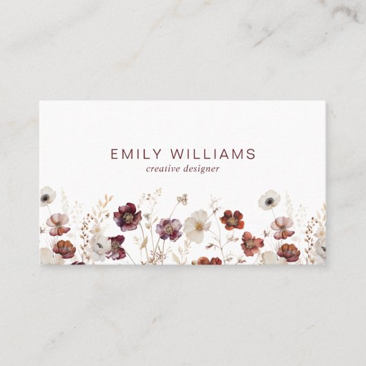 Fall Wildflowers Floral Business Card Visitekaartje (Voorkant)